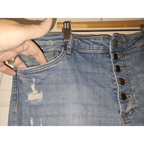 Kut From The Kloth Blue Jeans Button Fly Size16 Plus Size Distressed - Picture 5 of 8